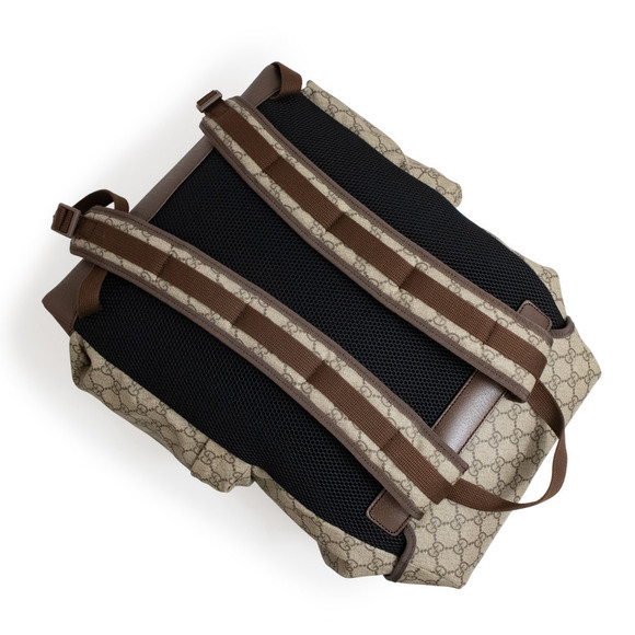 Gucci Skateboard Backpack Daypack GG Supreme Canvas Leather Beige Brown - Picture 6 of 9